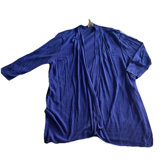 Chico's Sweaters - Chico’s Size Large (2) Linen Cardigan Open Front Blue Layering Lightweight